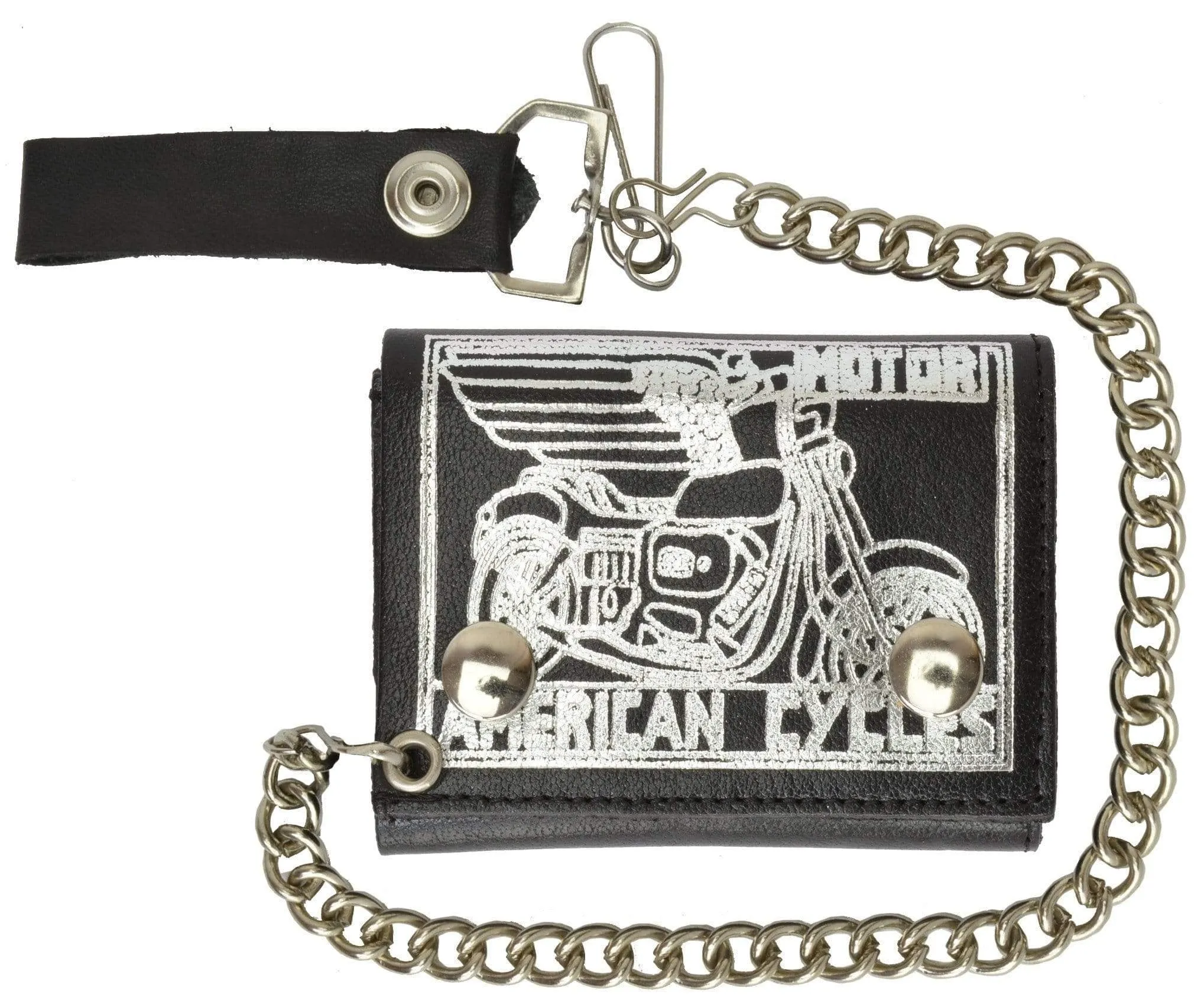 Genuine Leather Biker Chain Wallet Motorcycle Imprint 946-49 (C)