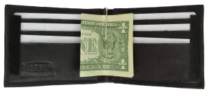 Genuine Leather Mens Cash Clip Wallet with ID Window 1562 (C)