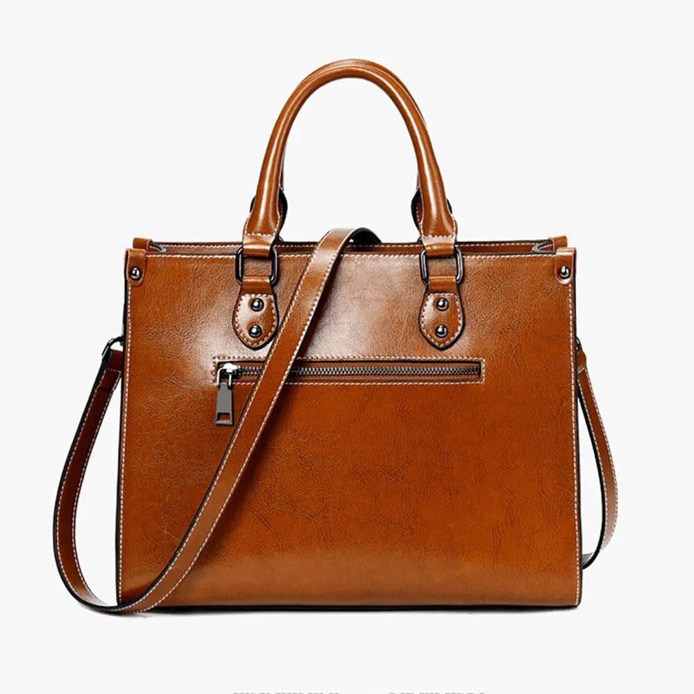 Genuine Leather Shoulder Strap Tote Bag