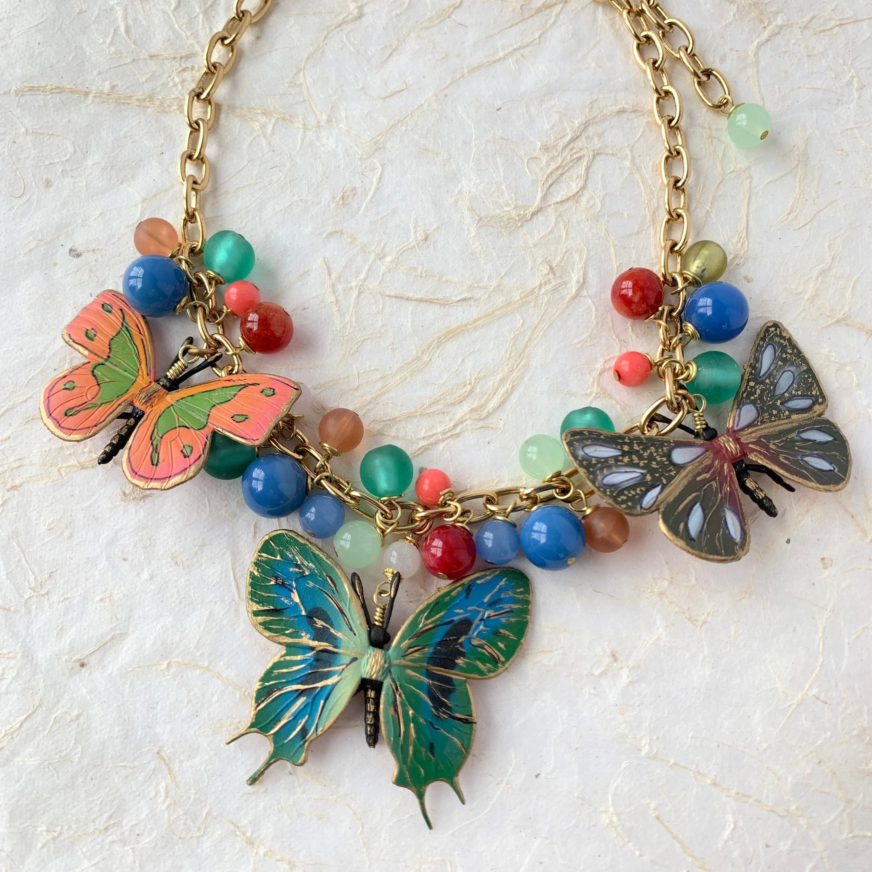 Gilded Butterfly Statement Necklace