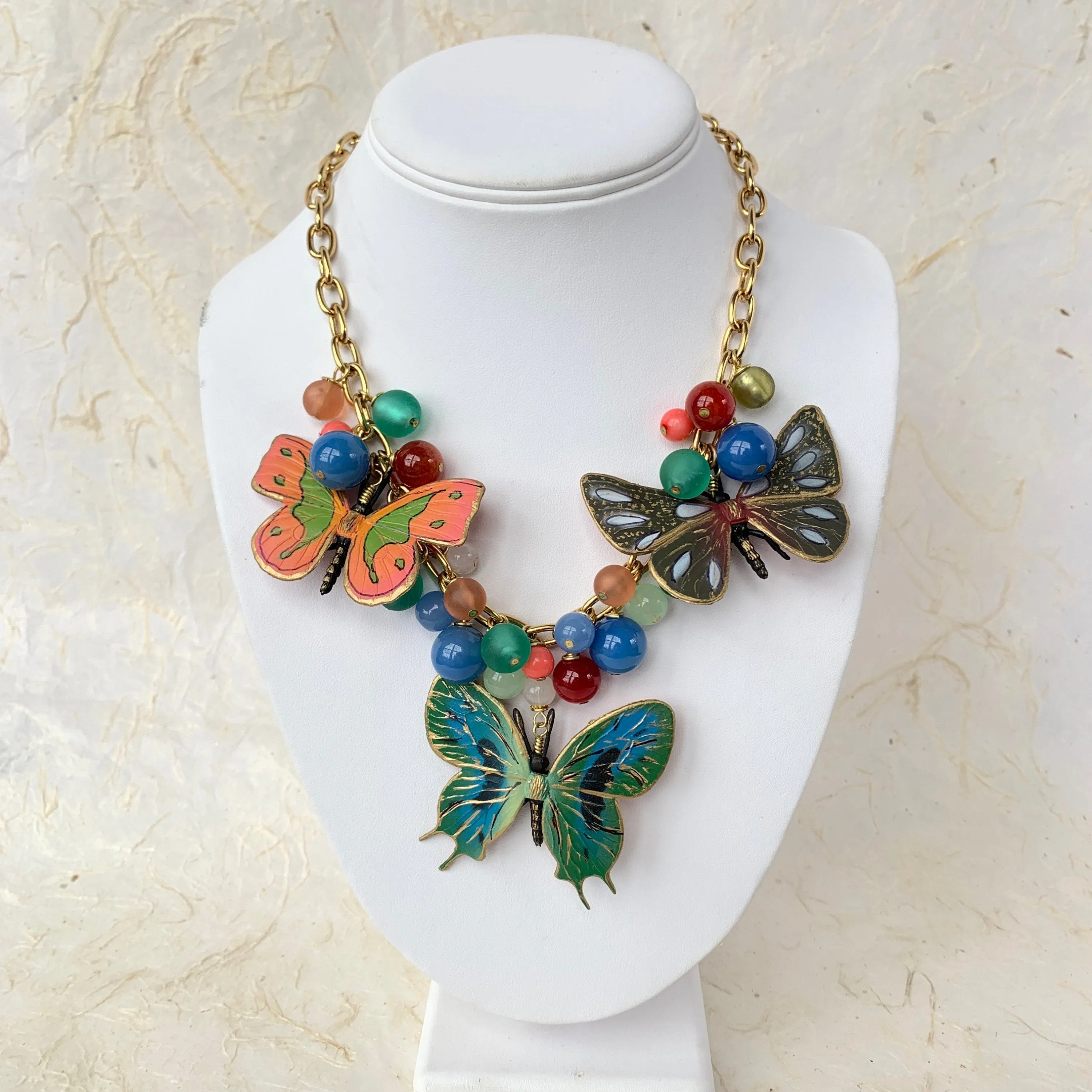 Gilded Butterfly Statement Necklace