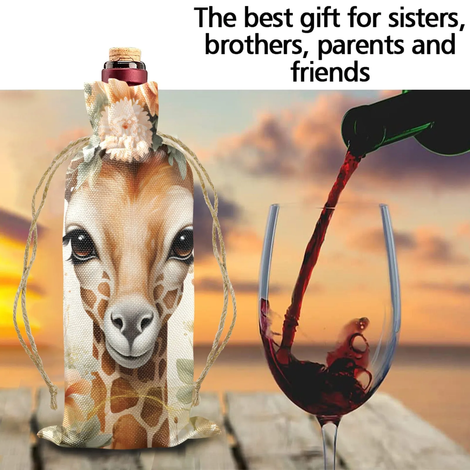 Giraffe awd422 Linen Wine Bottle Bag