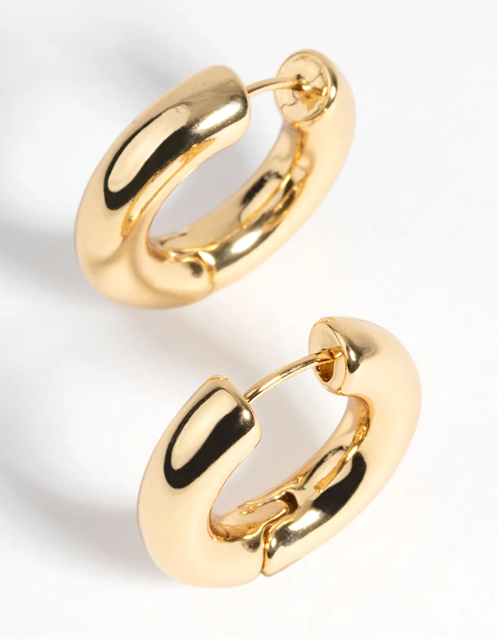 Gold Plated Round Huggie Hoop Earrings