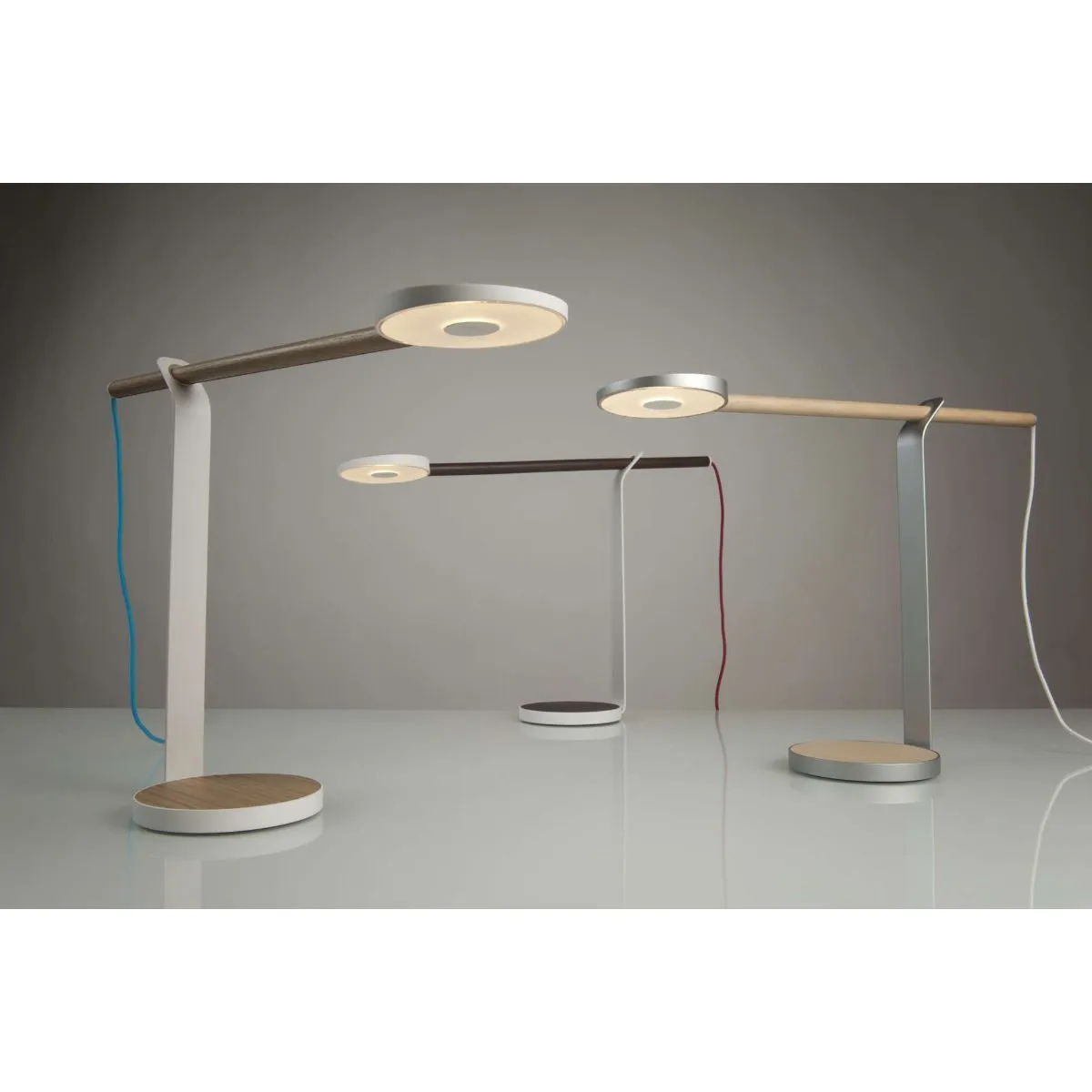 Gravy White Oak and Matte White Contemporary LED Desk Lamp