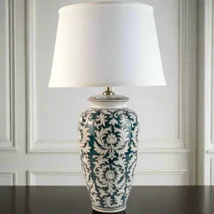 Green and White Ceramic Lamp 66 cm