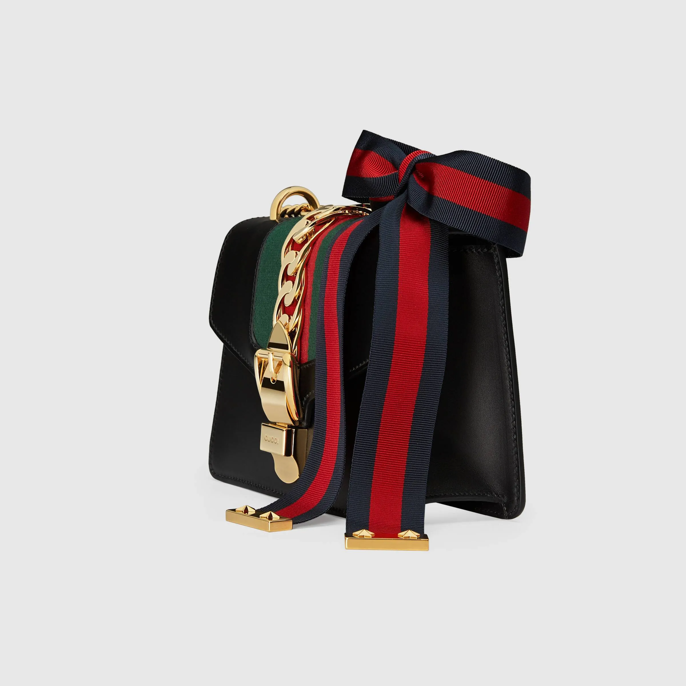 Gucci Sylvie Leather Mini Chain Bag Black