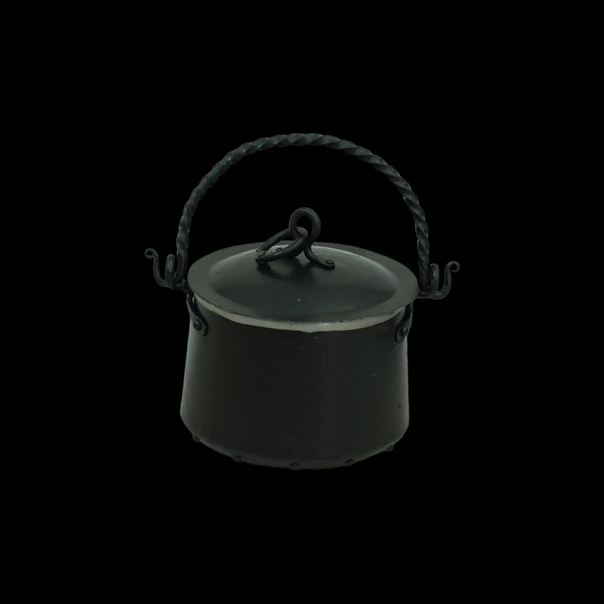 Hand-Forged Steel Cauldron with Cast Iron Handle