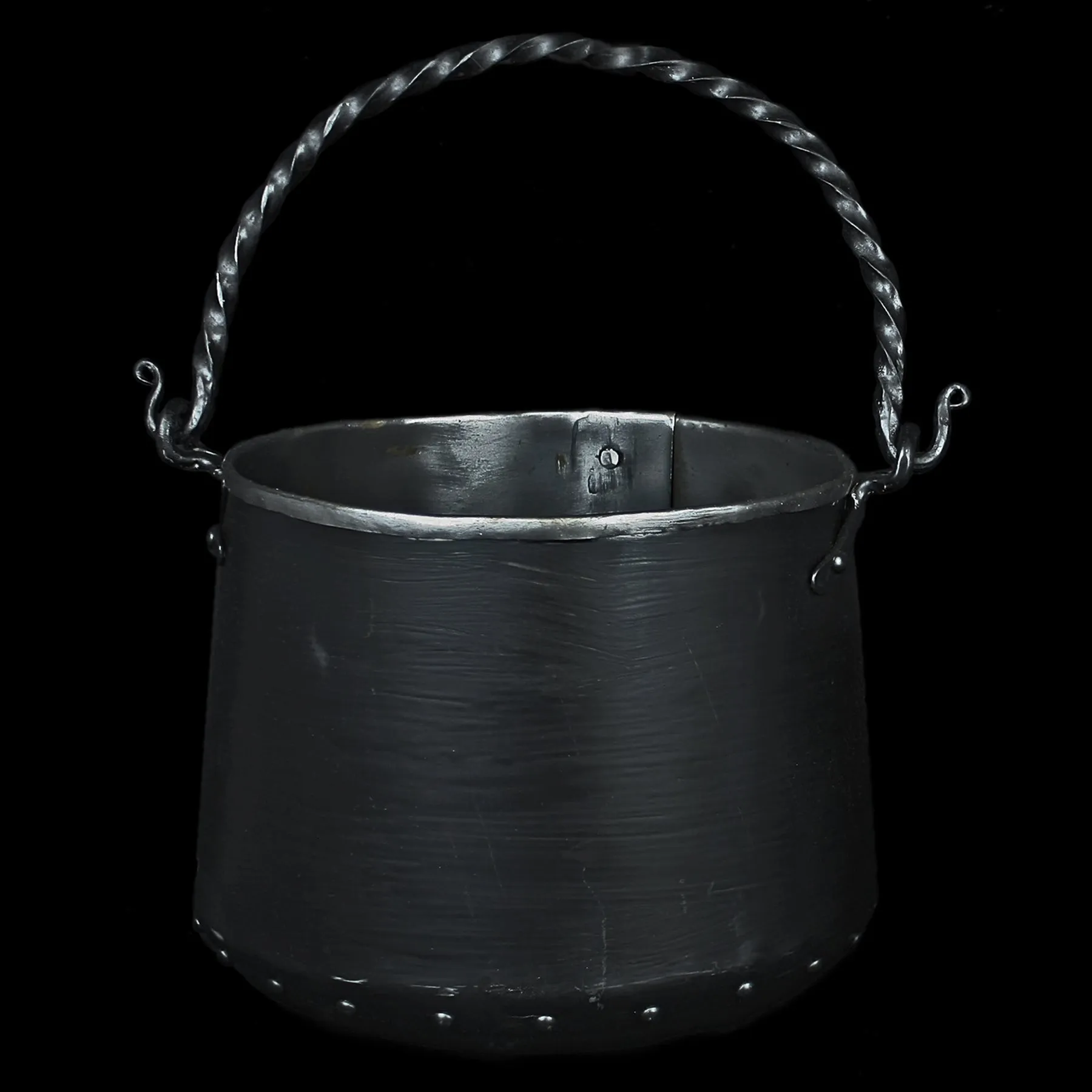 Hand-Forged Steel Cauldron with Cast Iron Handle