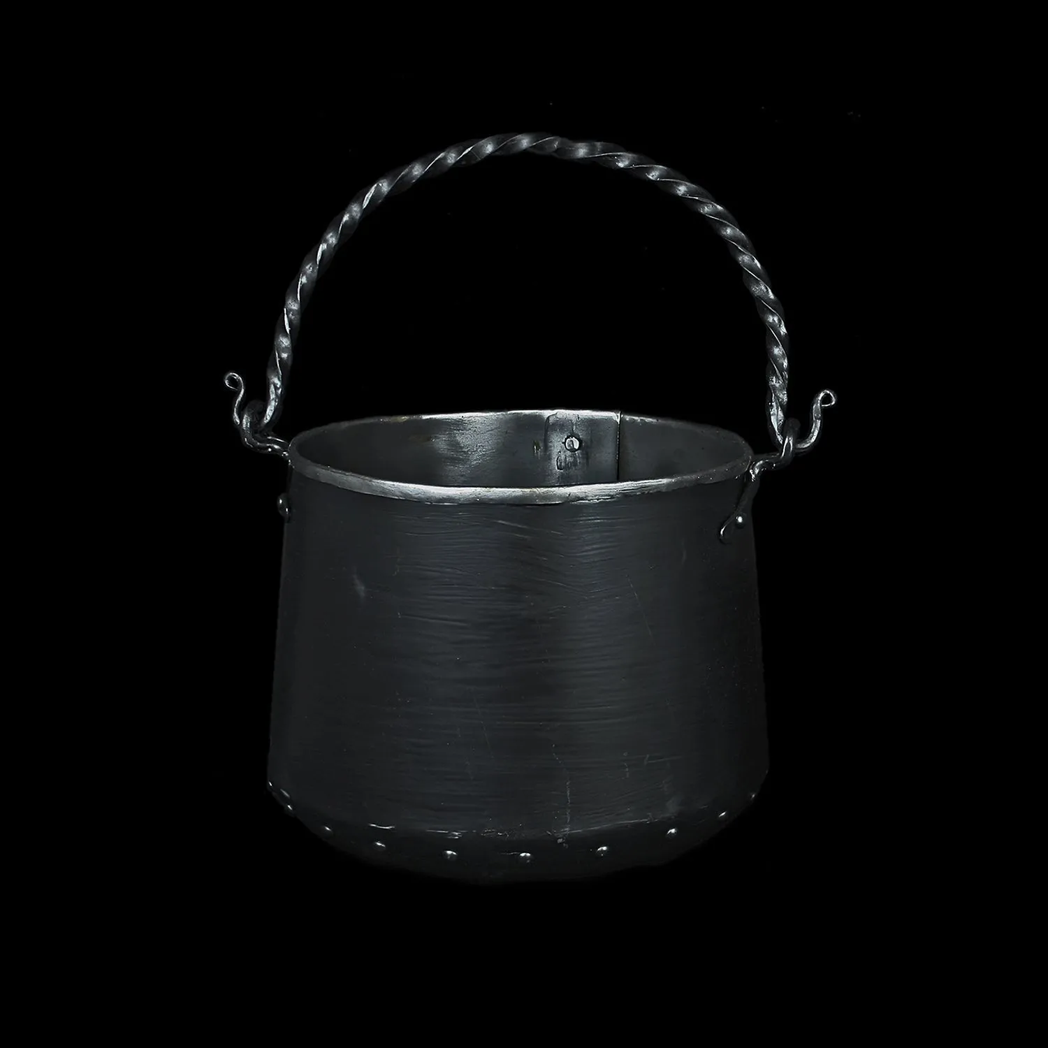 Hand-Forged Steel Cauldron with Cast Iron Handle