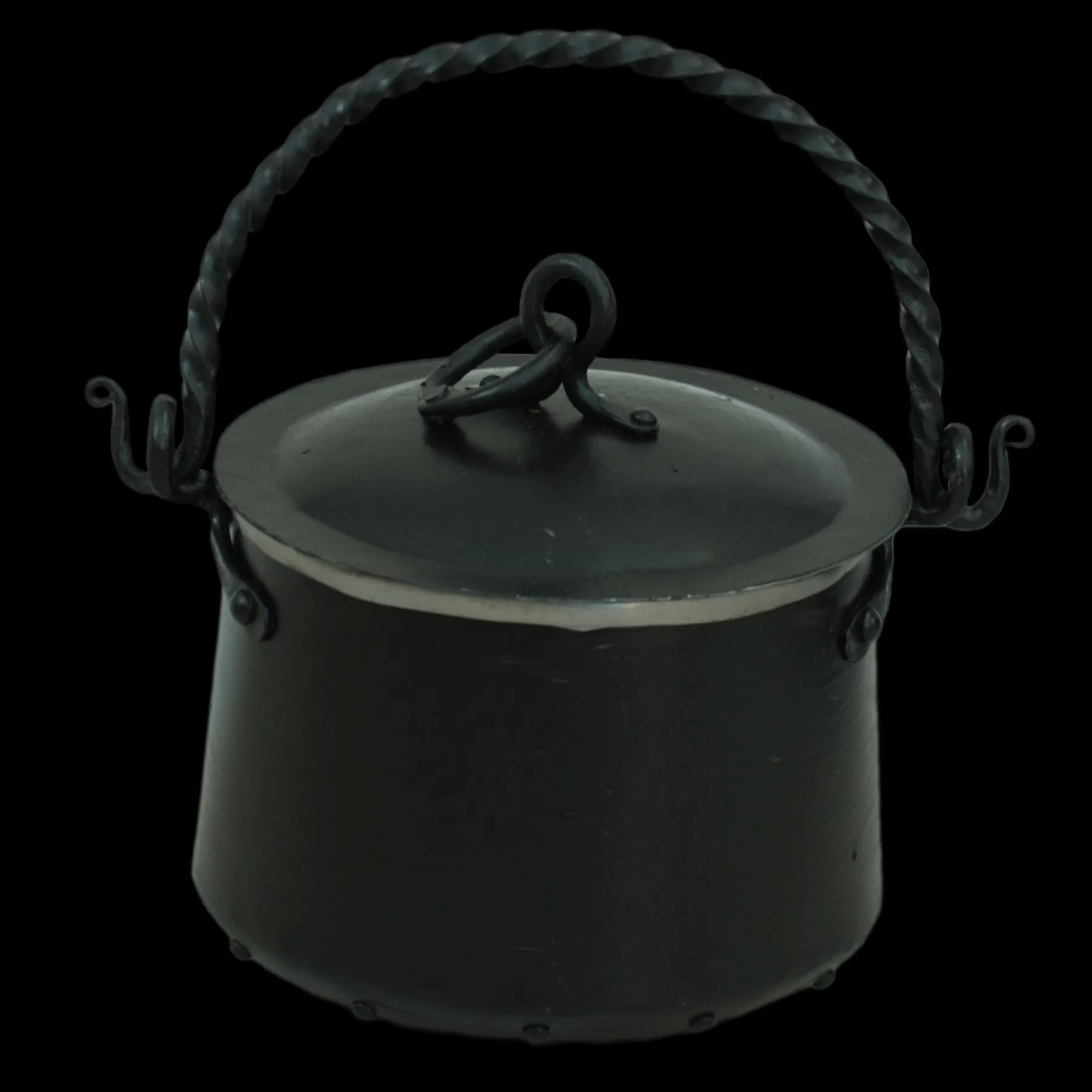 Hand-Forged Steel Cauldron with Cast Iron Handle