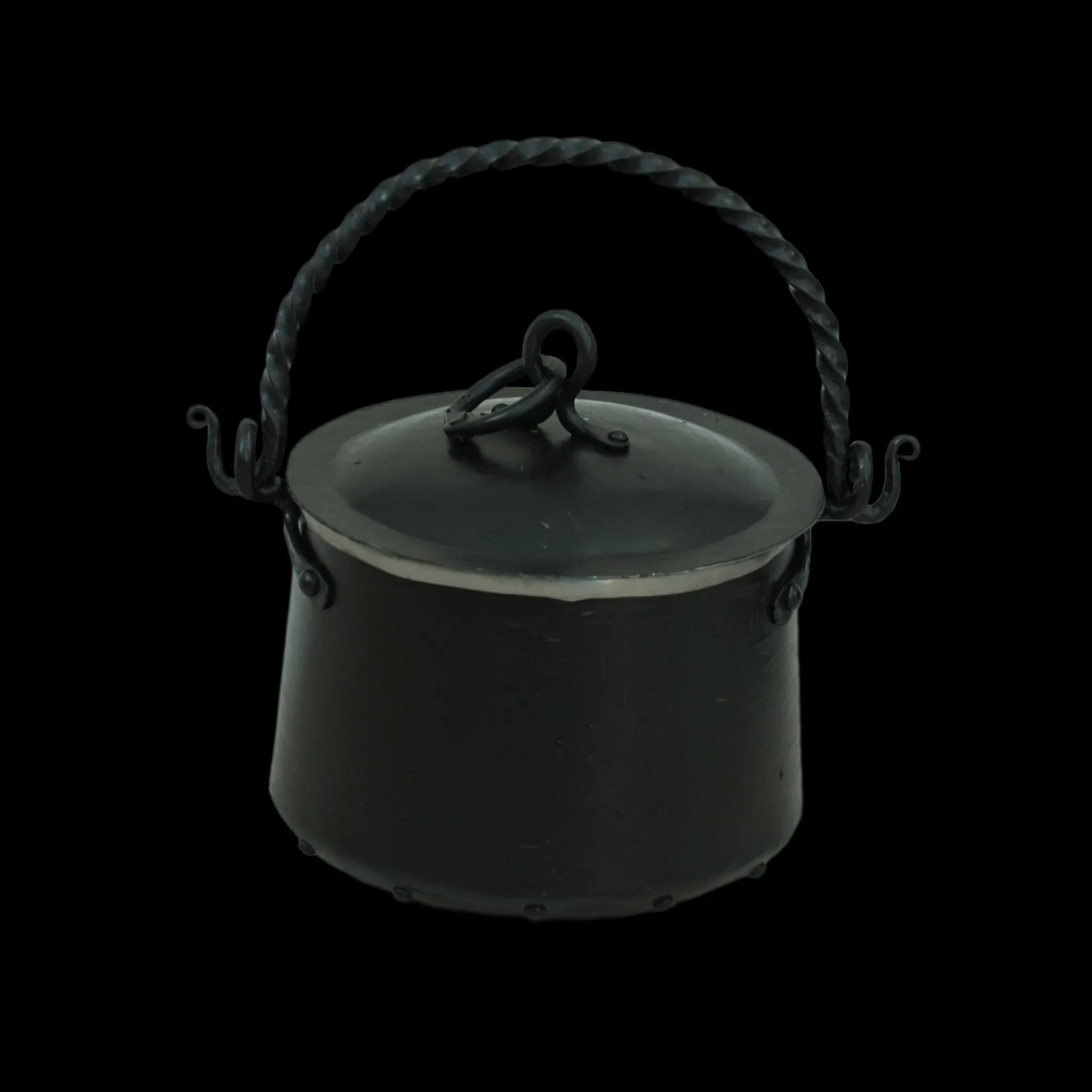 Hand-Forged Steel Cauldron with Cast Iron Handle