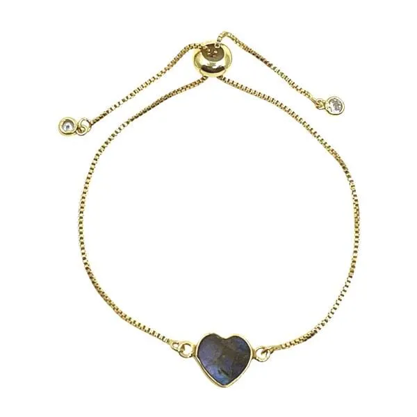 Heart: Semi Precious Stone on Pull Chain : Labradorite (PBT67LD)