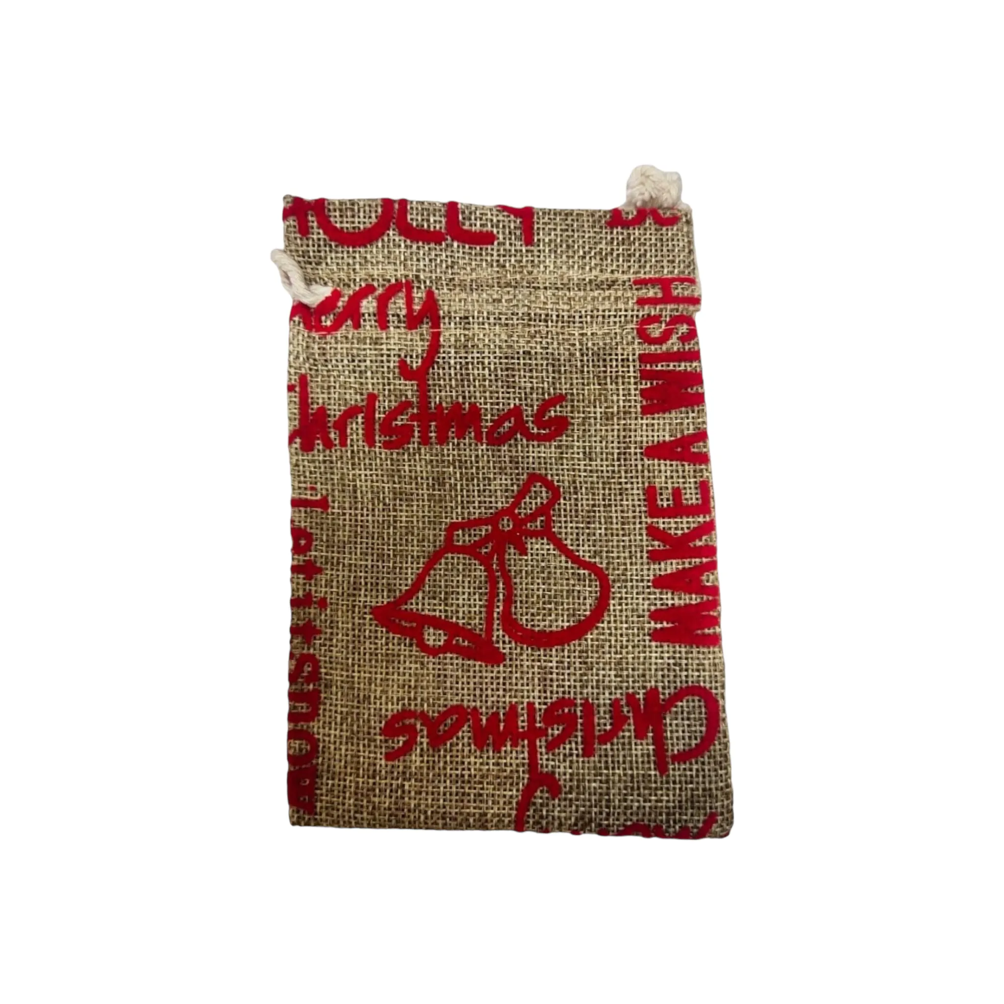 Hessian Festive Gift Bag Small 9x14cm