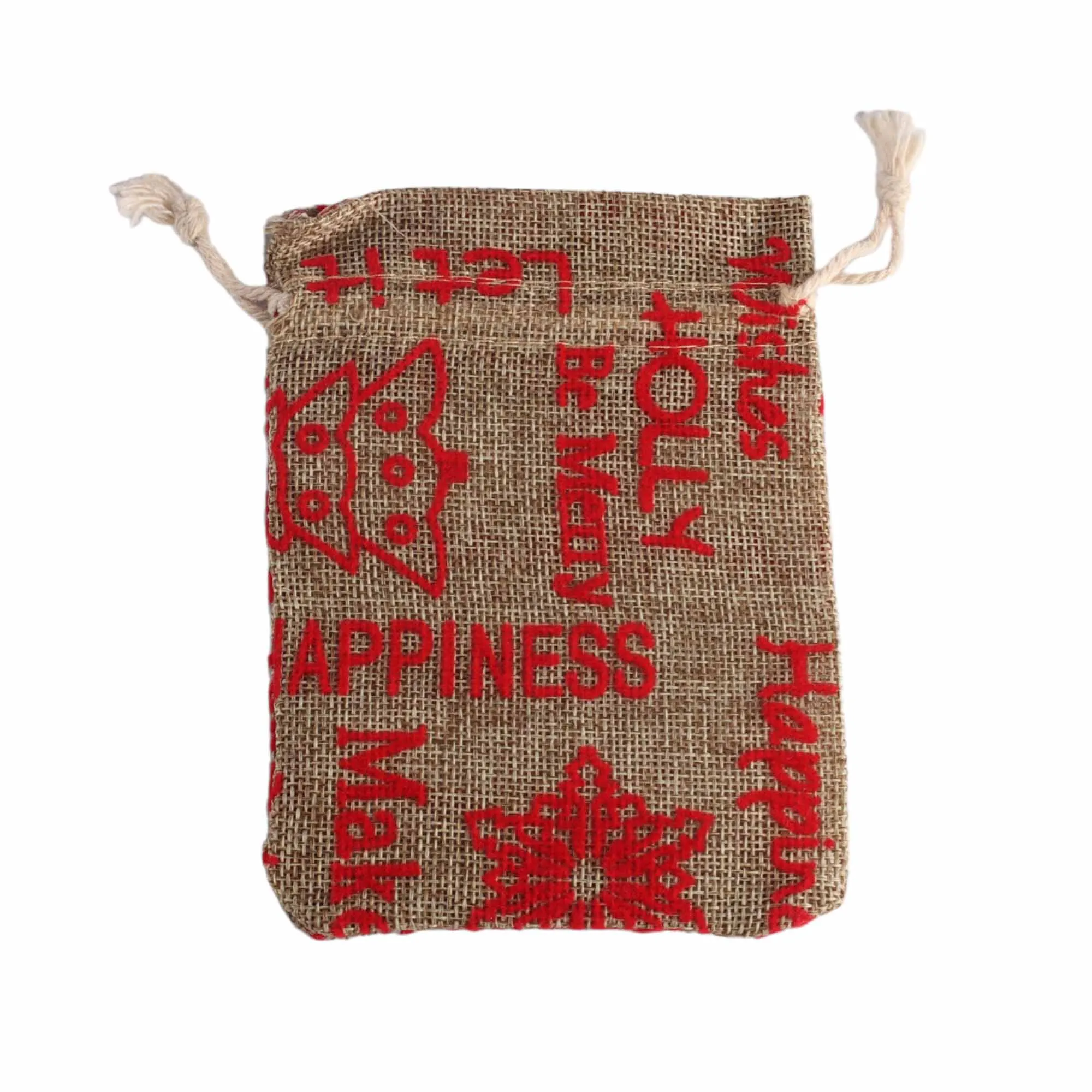 Hessian Festive Gift Bag Small 9x14cm