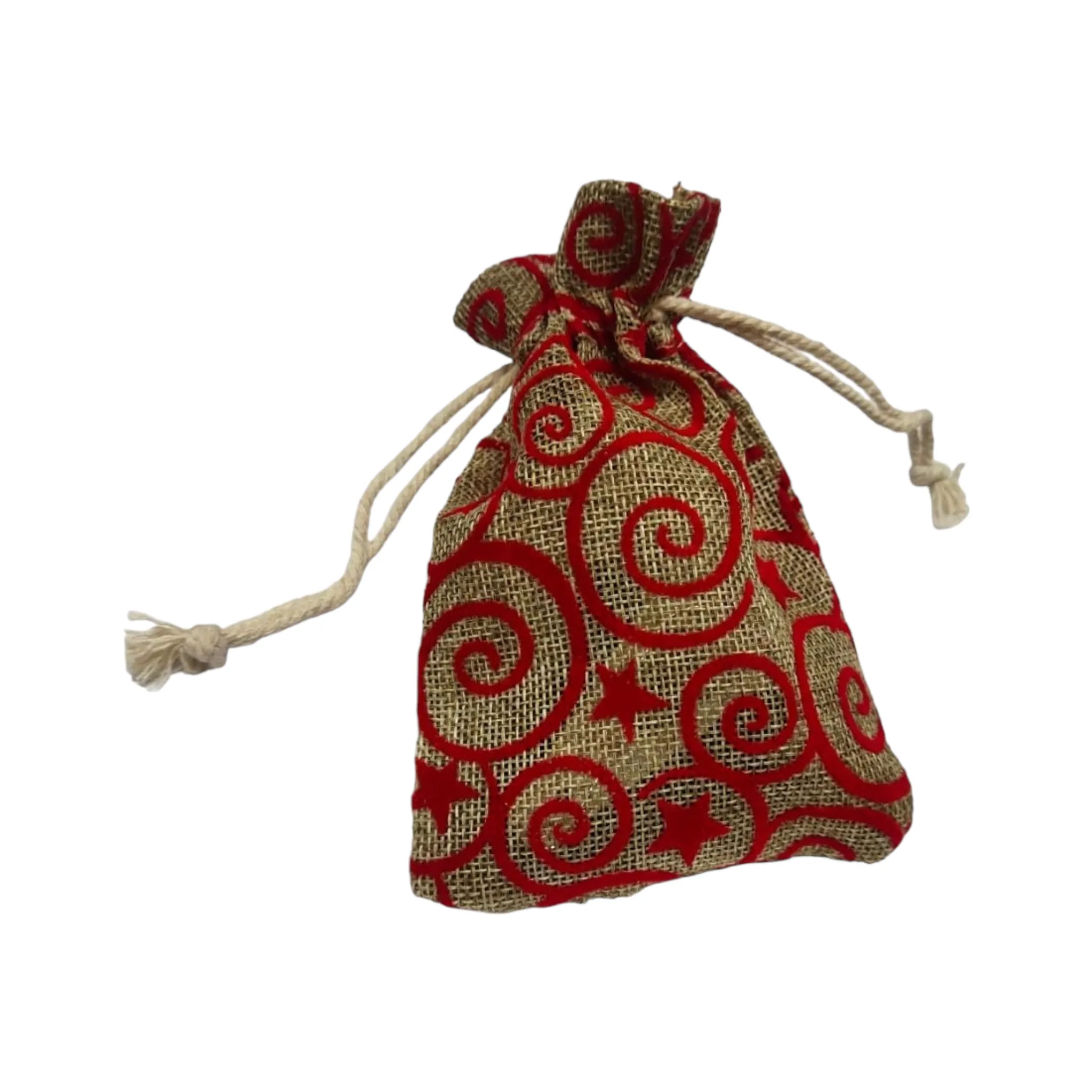 Hessian Festive Gift Bag Small 9x14cm