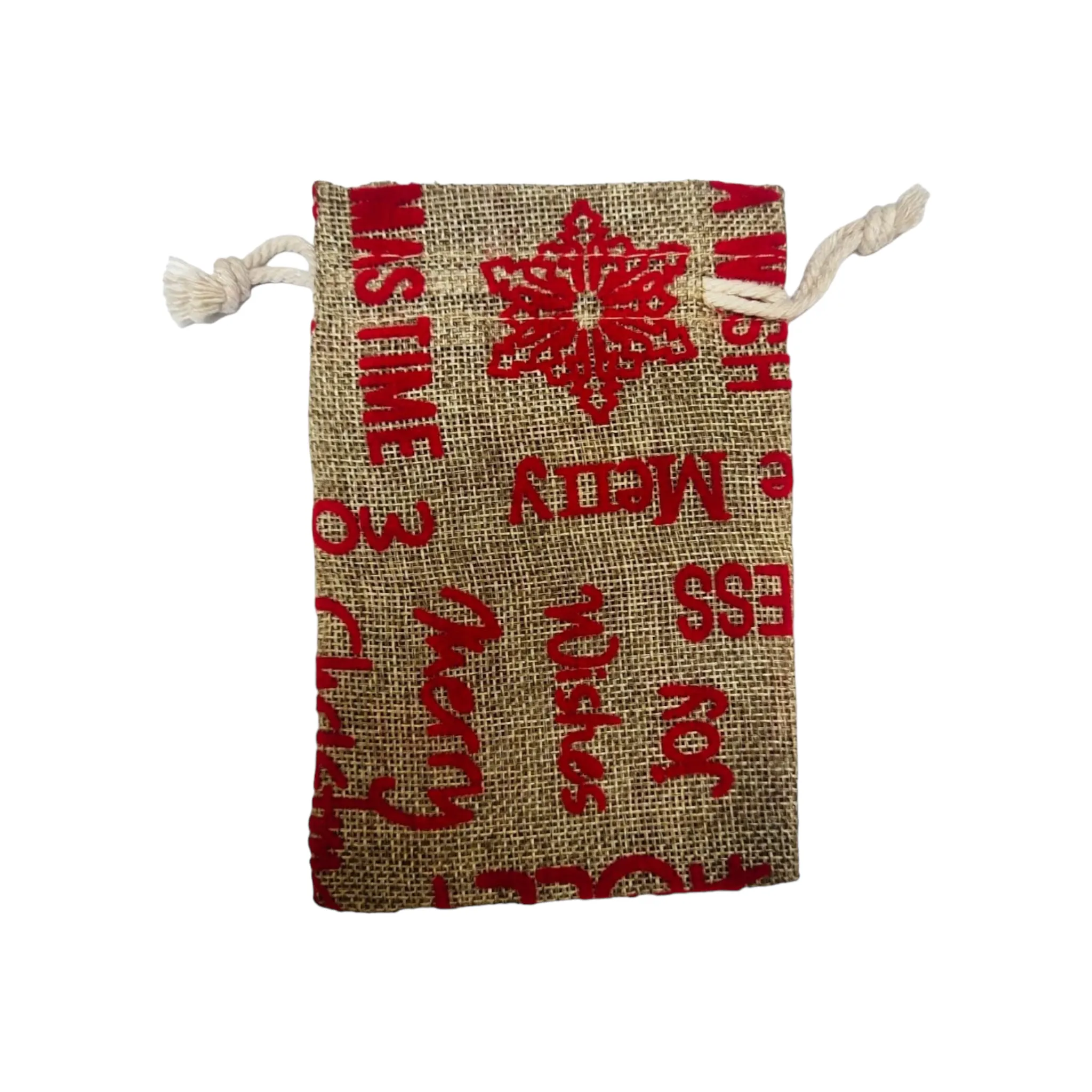 Hessian Festive Gift Bag Small 9x14cm