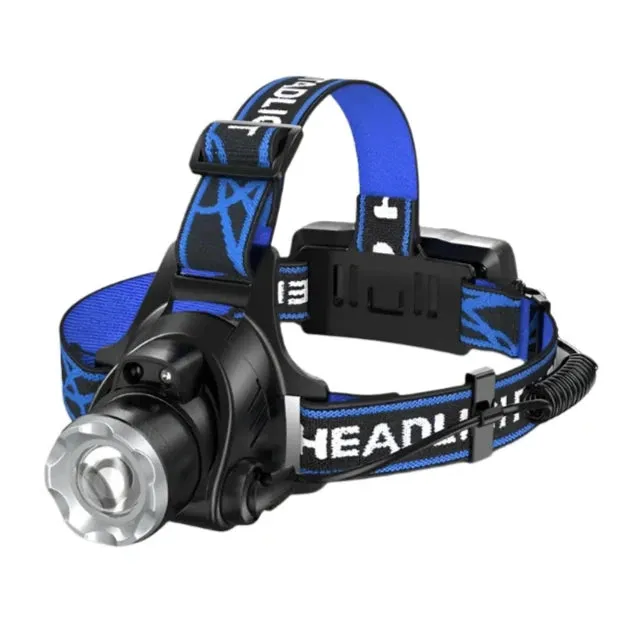 High power LED Headlamp Fishing Headlight 3 Modes Zoomable Waterproof Super bright camping light Powered by 2x18650 batteries