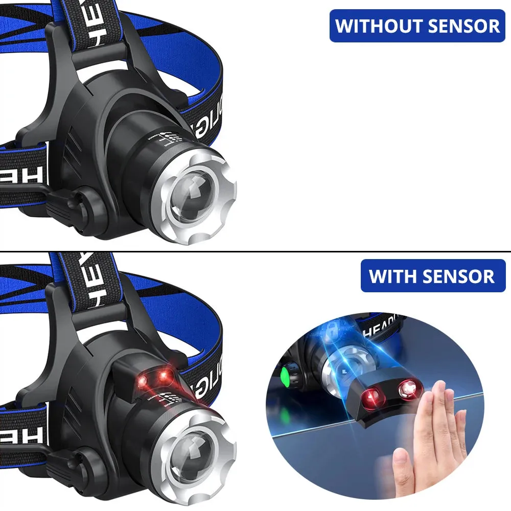 High power LED Headlamp Fishing Headlight 3 Modes Zoomable Waterproof Super bright camping light Powered by 2x18650 batteries