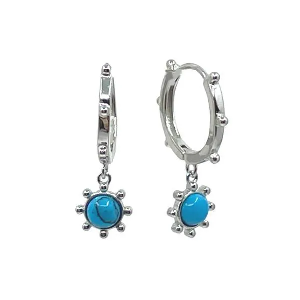 Hoop Earring with Turquoise Stone: Sterling (EH470TQ)