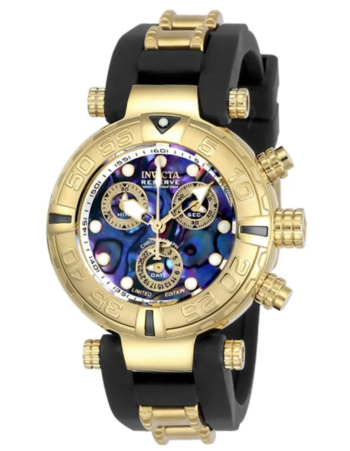 INVICTA Subaqua Womens Watch - Gold-Tone - Blue Abalone - Chronograph - Black