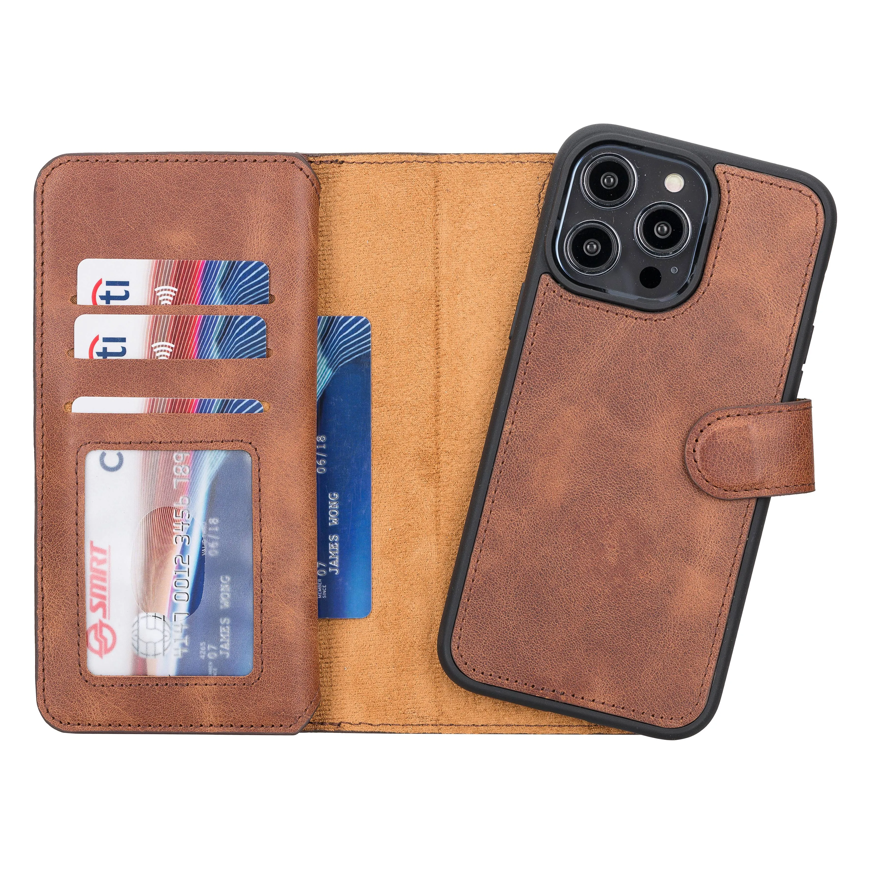 iPhone 14 Pro Max Dual Leather Wallet Case