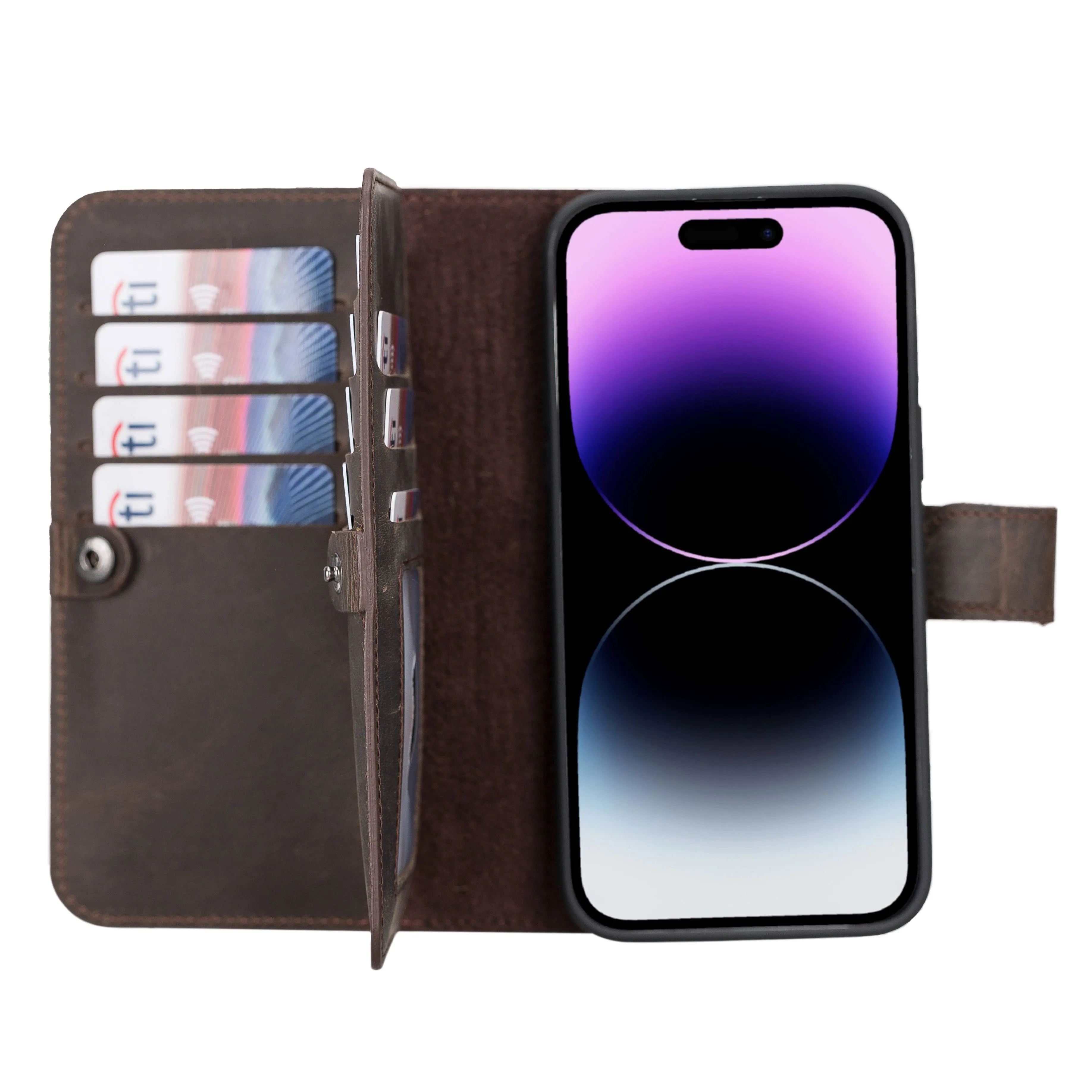 iPhone 14 Pro Max Dual Leather Wallet Case