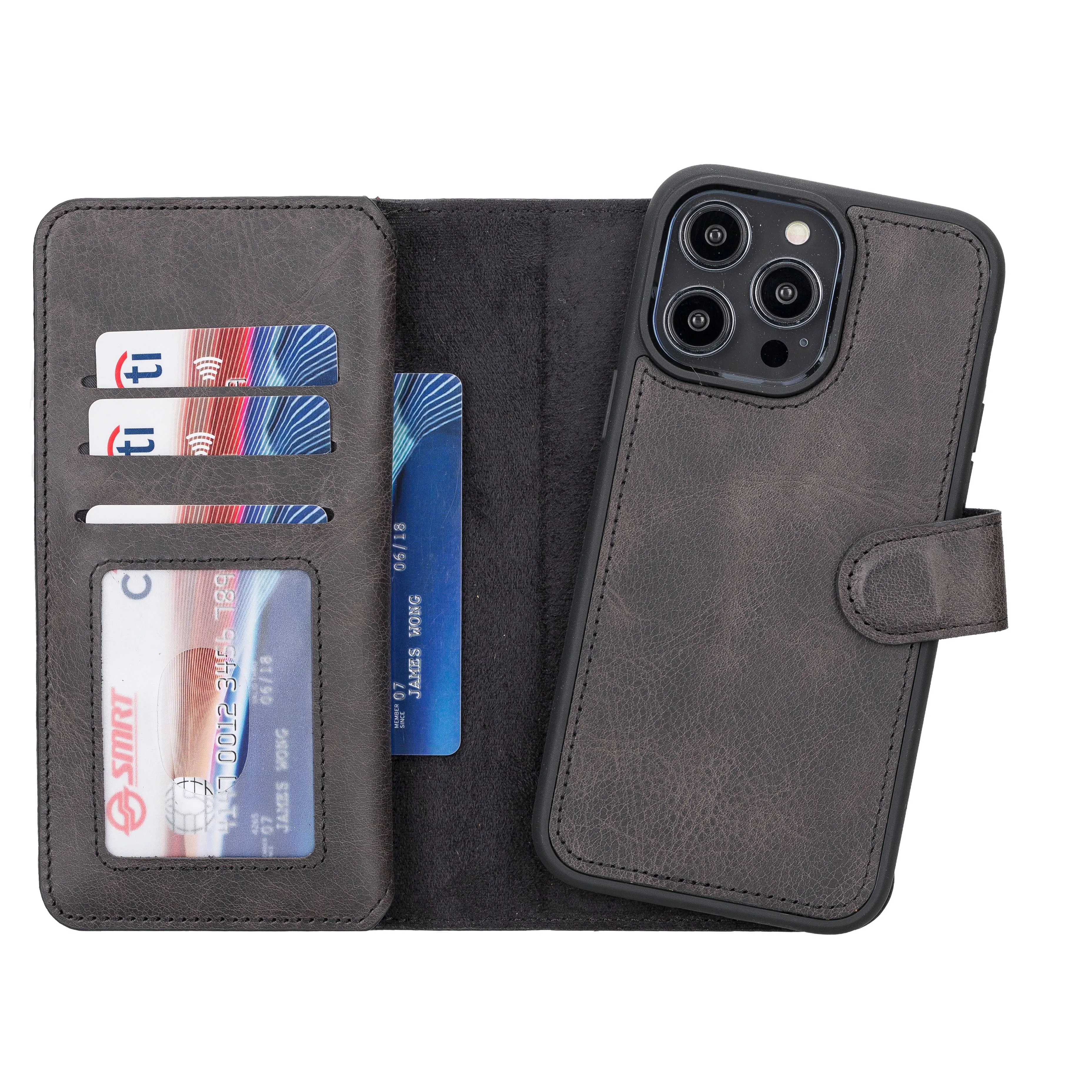 iPhone 14 Pro Max Dual Leather Wallet Case