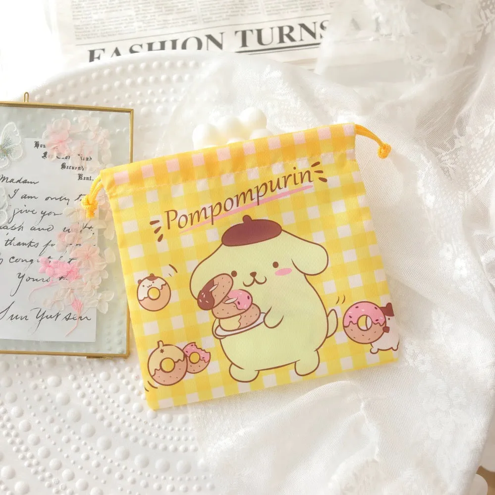 Japanese Cartoon Daily Little Cloth Bag | My Melody Kuromi Little Twin Stars Cinnamoroll Pompompurin Pochacco - Kawaii Little Bag