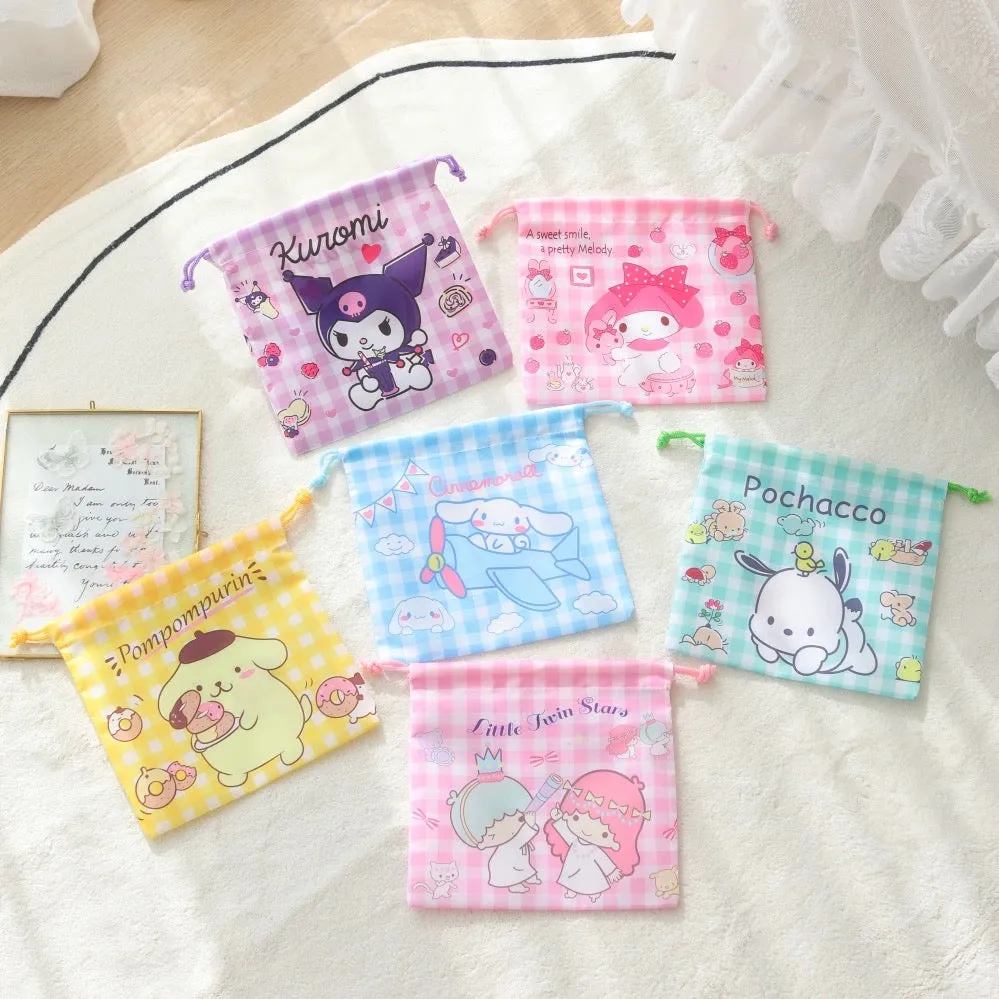 Japanese Cartoon Daily Little Cloth Bag | My Melody Kuromi Little Twin Stars Cinnamoroll Pompompurin Pochacco - Kawaii Little Bag