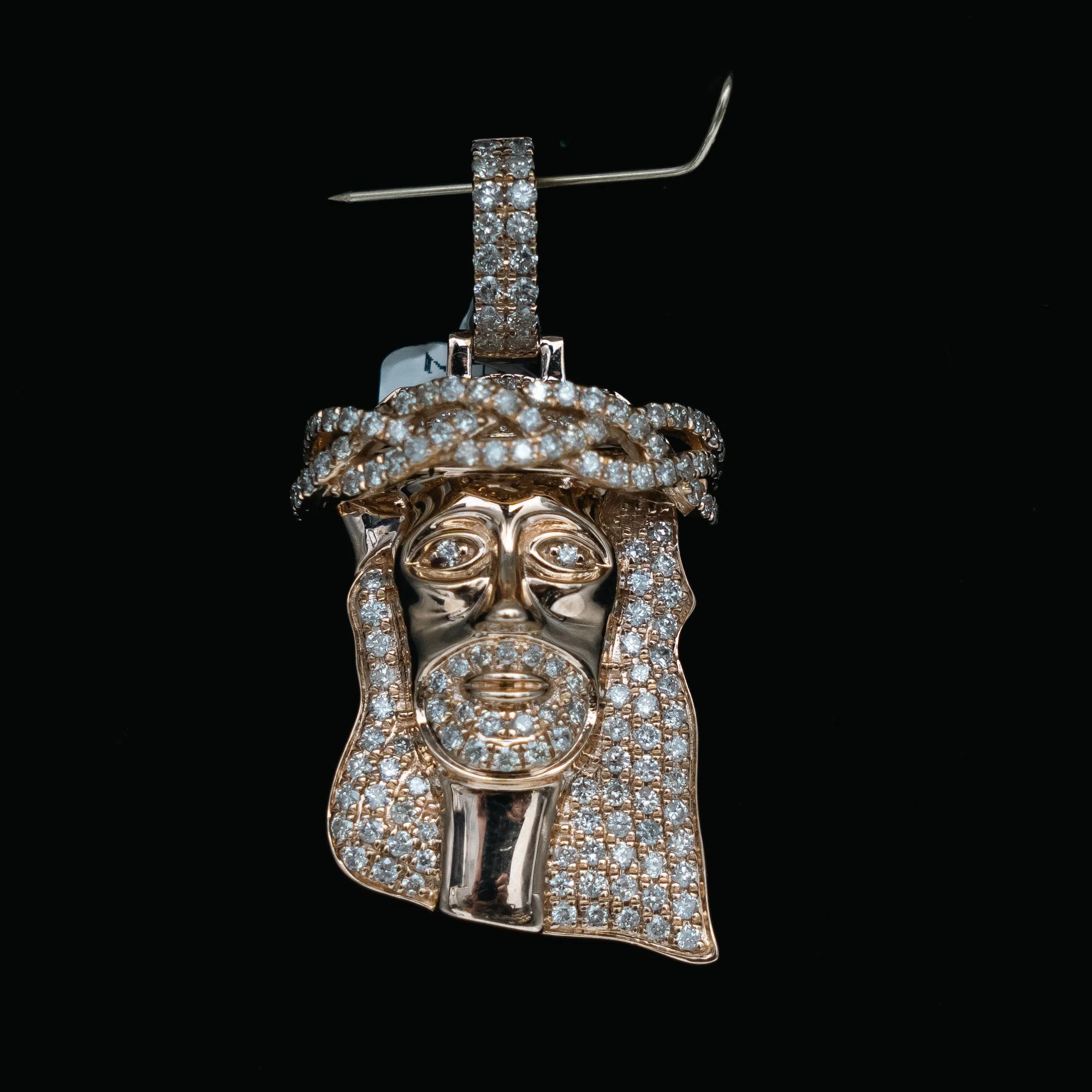 Jesus Pendant 14K Yellow Gold With Diamond / 2.85Ct Dia / 12.6gr