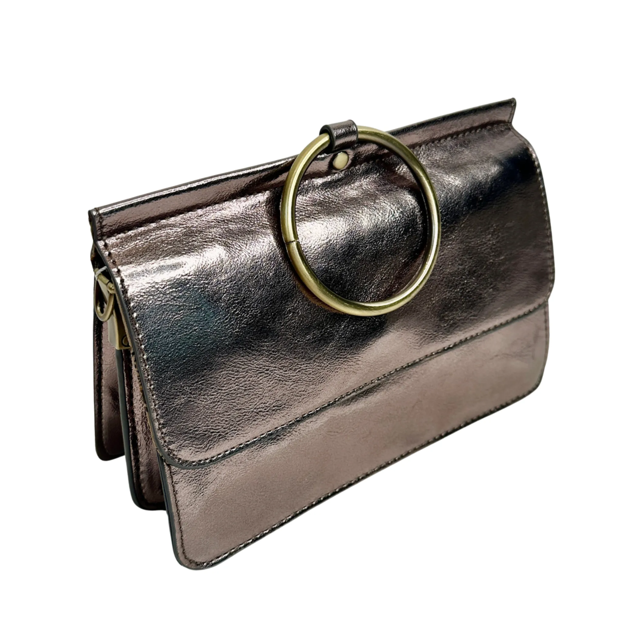 Joy Susan Aria Ring Bag - Liquid Metal