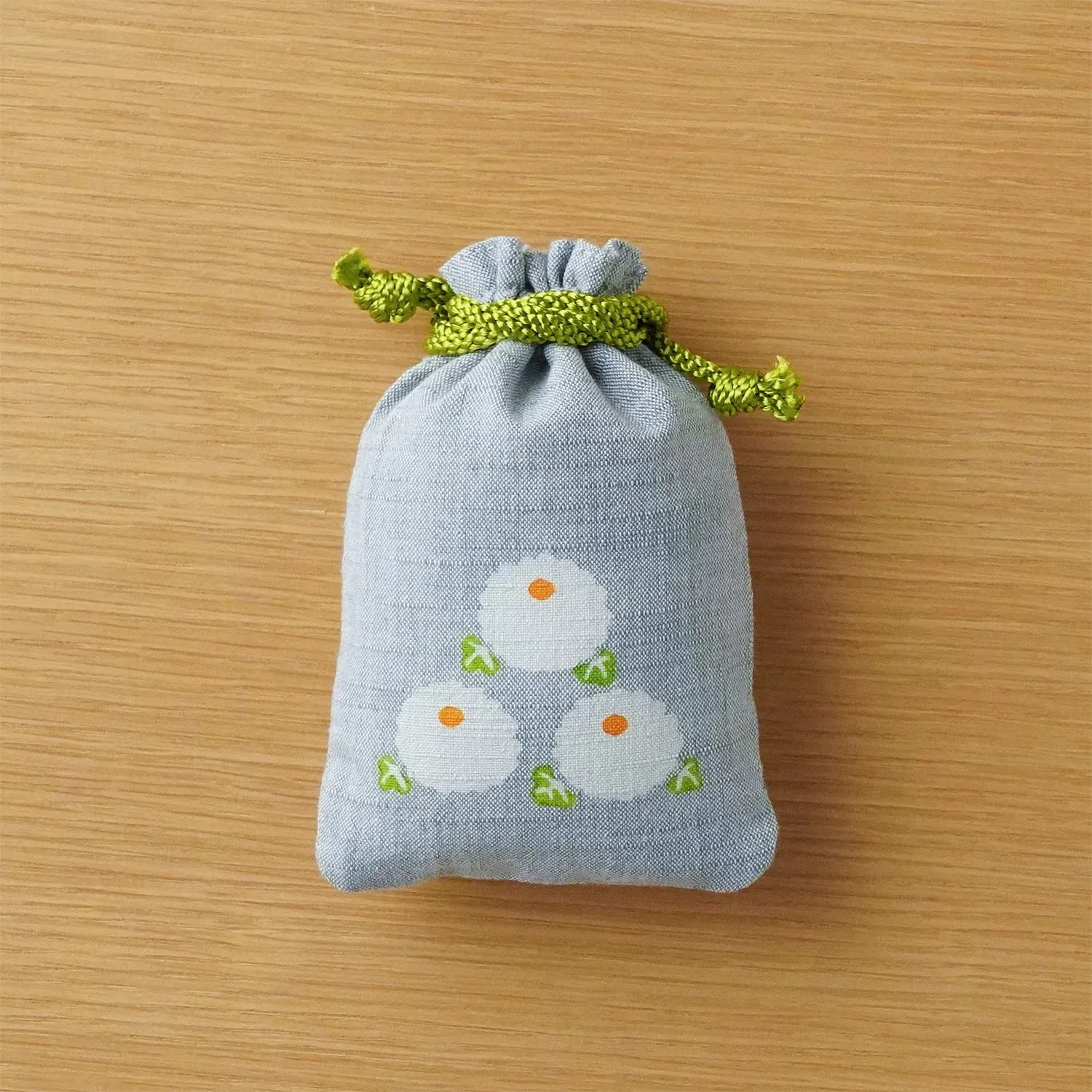 Katazome Small Talisman Bag - Chrysanthemum -,  Drawstring Pouch,  Japanese traditional craft bag