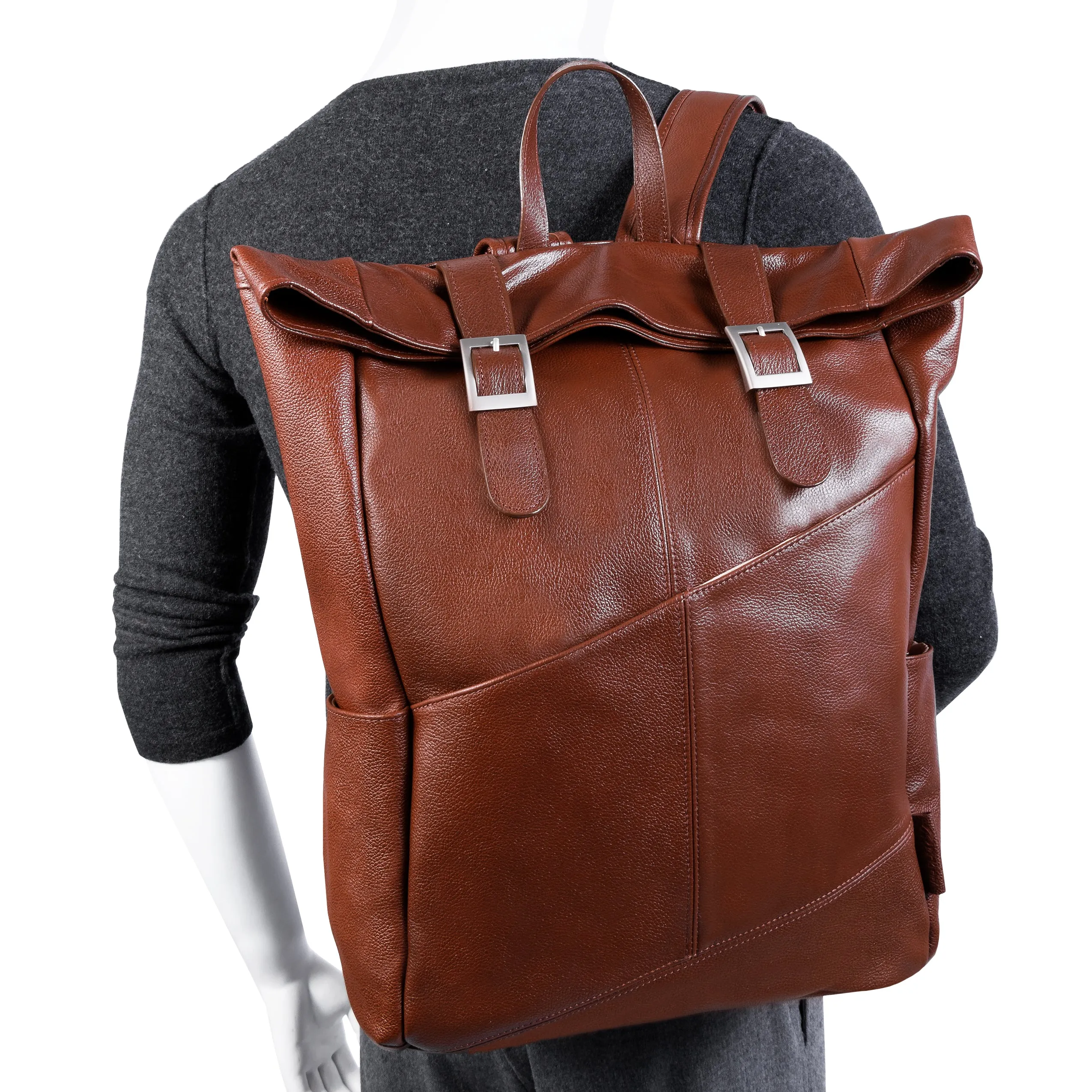 KENNEDY | 17” Leather Dual-Access Laptop Backpack