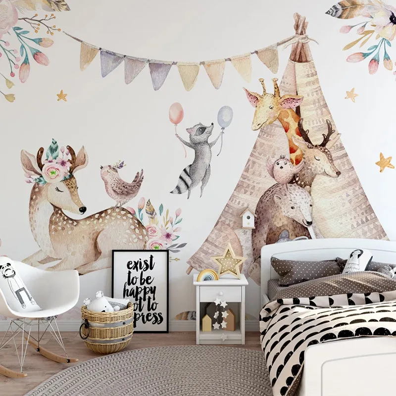 Kids Nursery Wallpaper: Woodland Camping Adventure