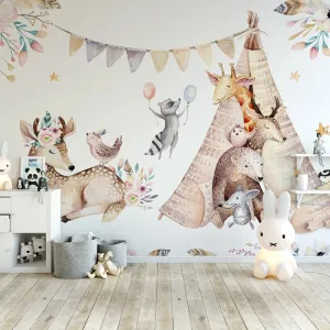 Kids Nursery Wallpaper: Woodland Camping Adventure