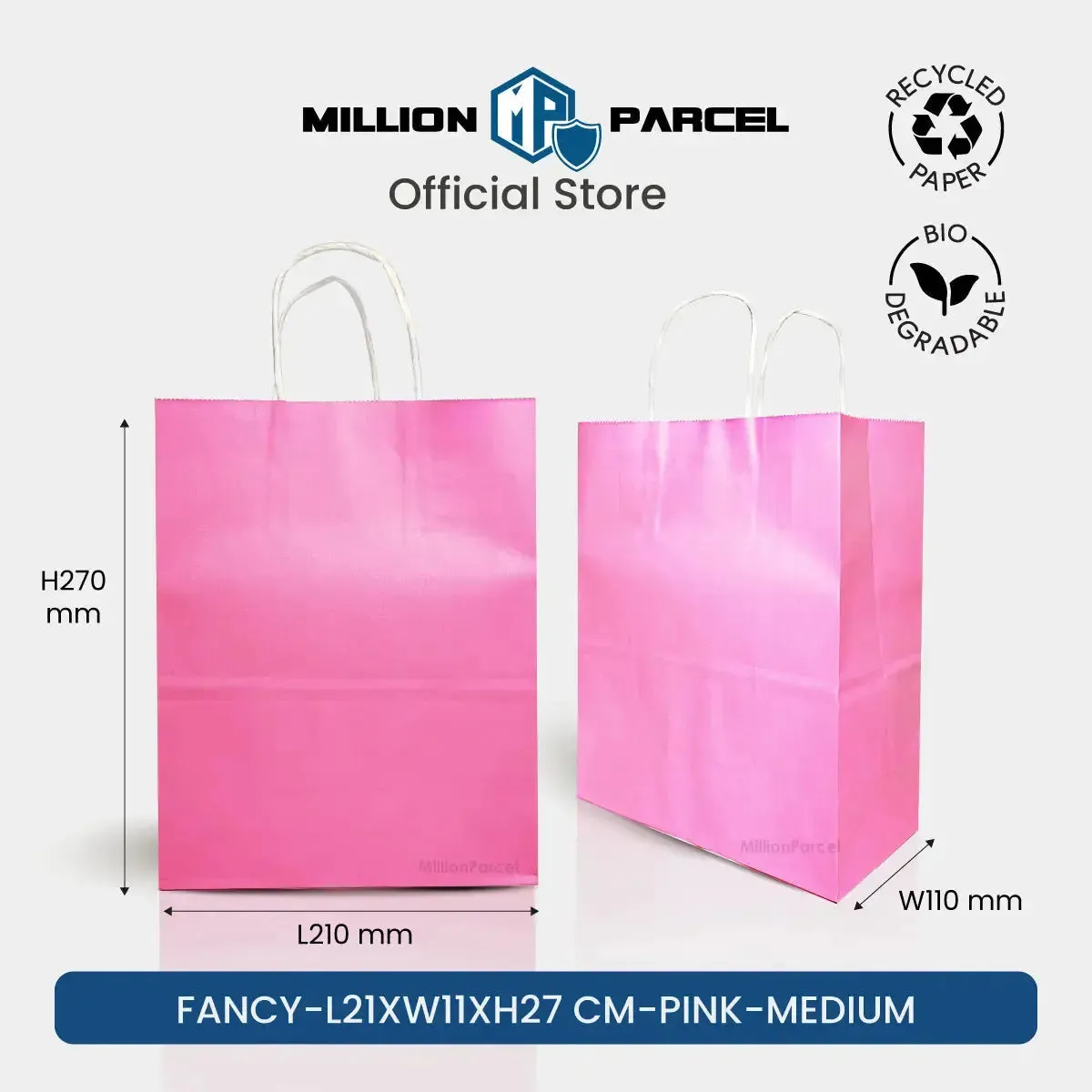 Kraft Paper Bag with Twisted Handle | Colour Paper Bag