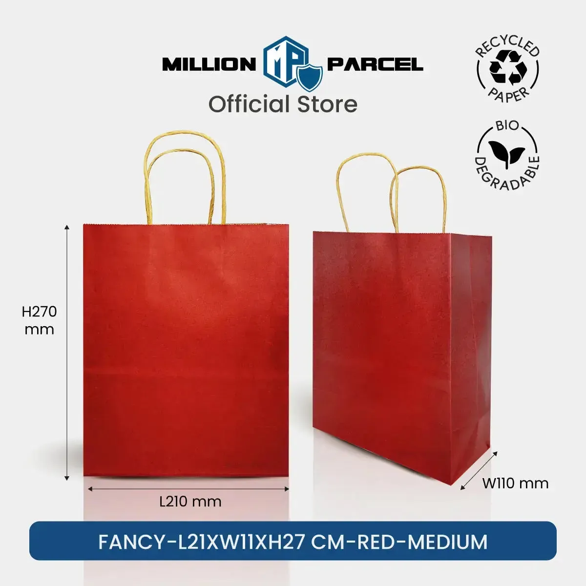 Kraft Paper Bag with Twisted Handle | Colour Paper Bag