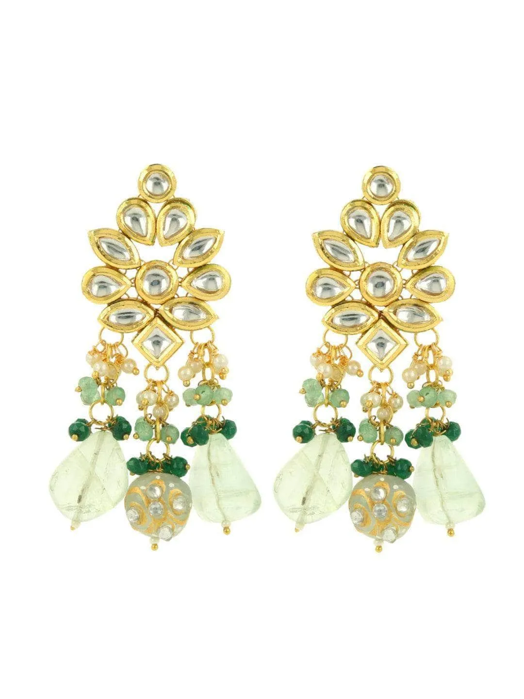 Kundan Precious Stone Earrings Violet