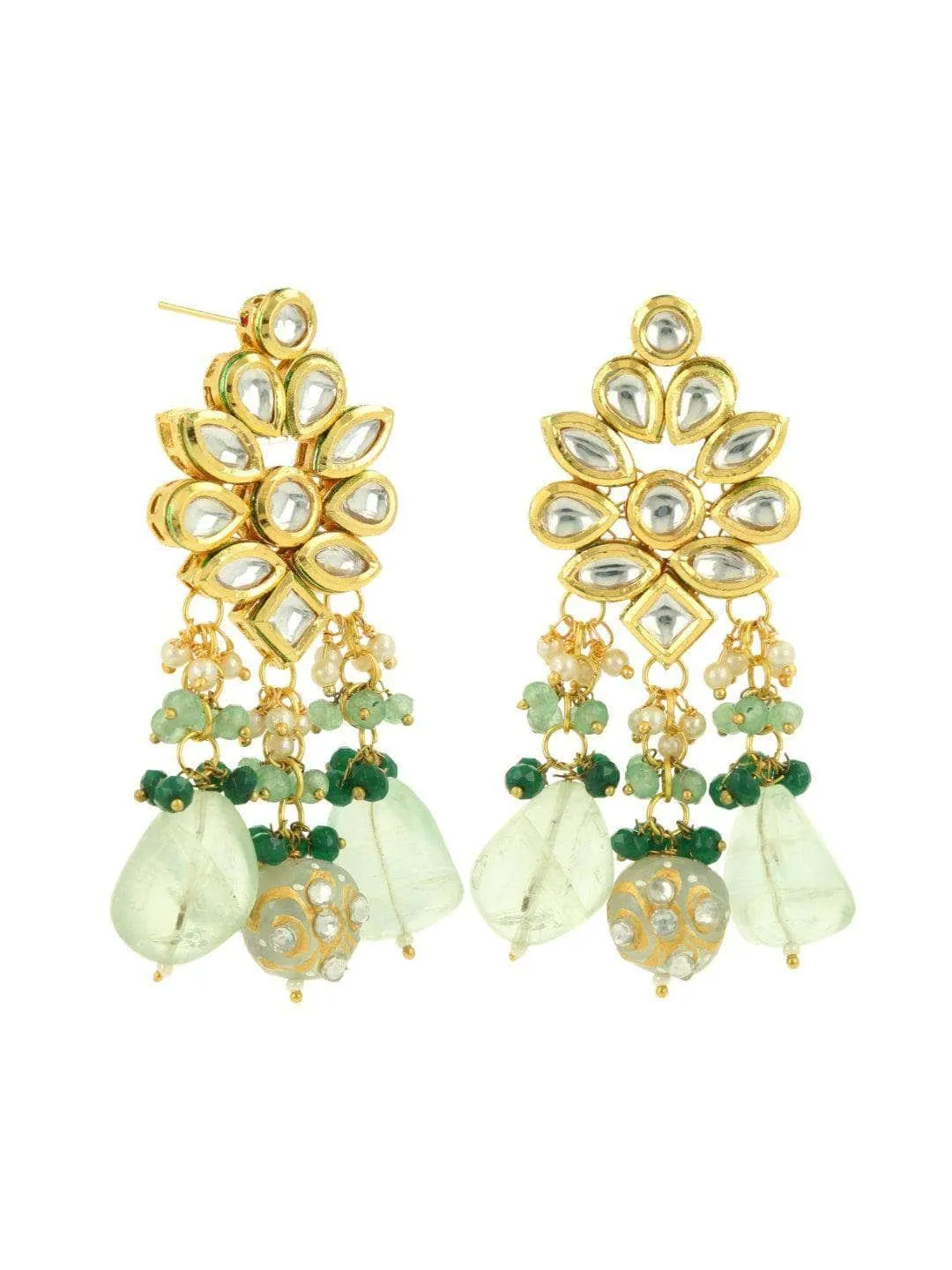 Kundan Precious Stone Earrings Violet