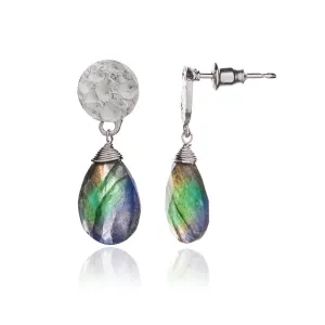 Labradorite Drop Earrings - Silver Plated