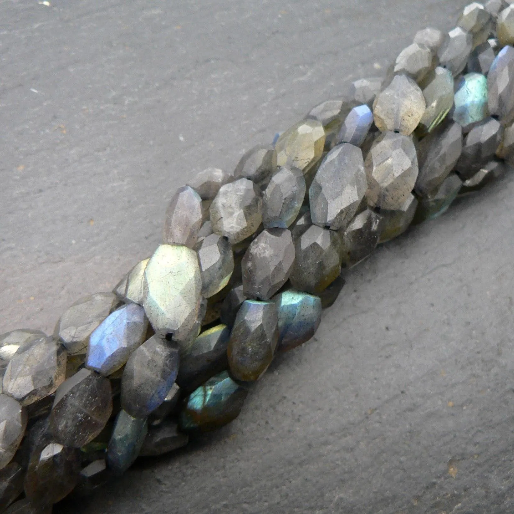 Labradorite Faceted Oval Beads 15" Strand