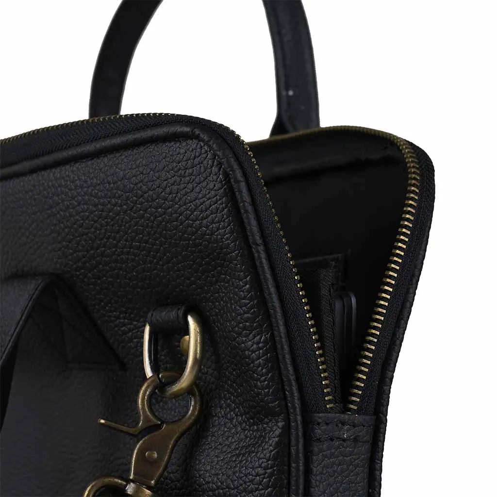 Leather Handbag Black Elite Crossbody Business Laptop Bag