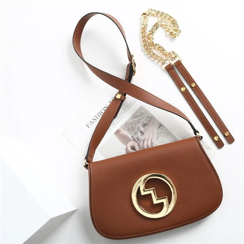 Leather Saddle Chain Shoulder Bag