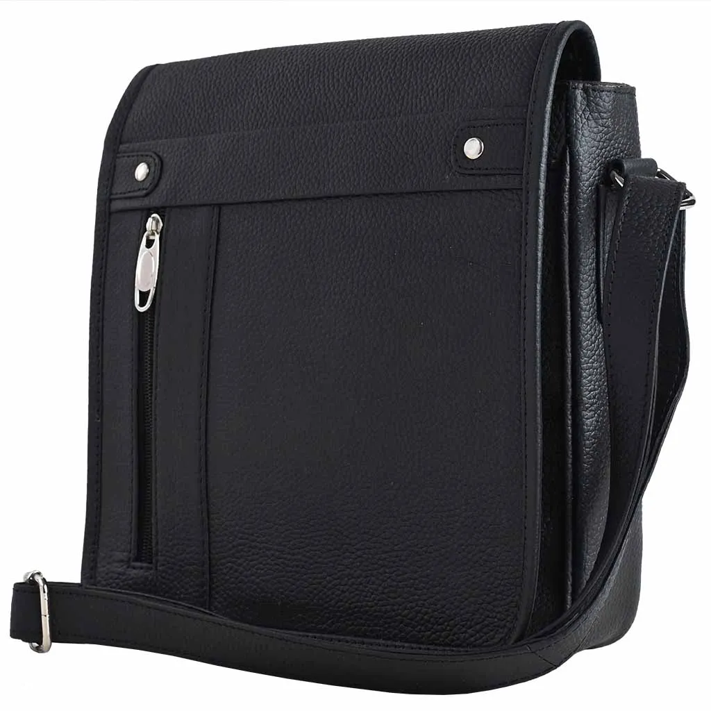 Leather Shoulder Bag Black Metro Messenger Bag