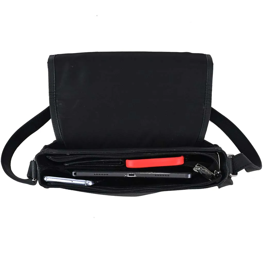 Leather Shoulder Bag Black Metro Messenger Bag