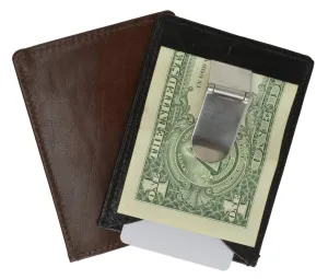 Leather Slim Money Clip Wallet with Credit Card /ID Slot 162 (C)