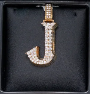 Letter J Pendant 14K Yellow Gold With Diamond / 5.5gr