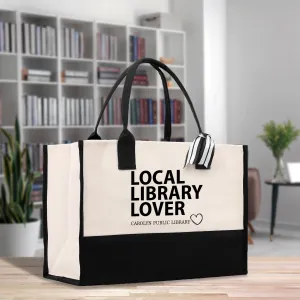 Local Library Lover Custom Cotton Canvas Tote Bag Personalized Public School Library Book Lover Tote Your Librarian Gift Bag