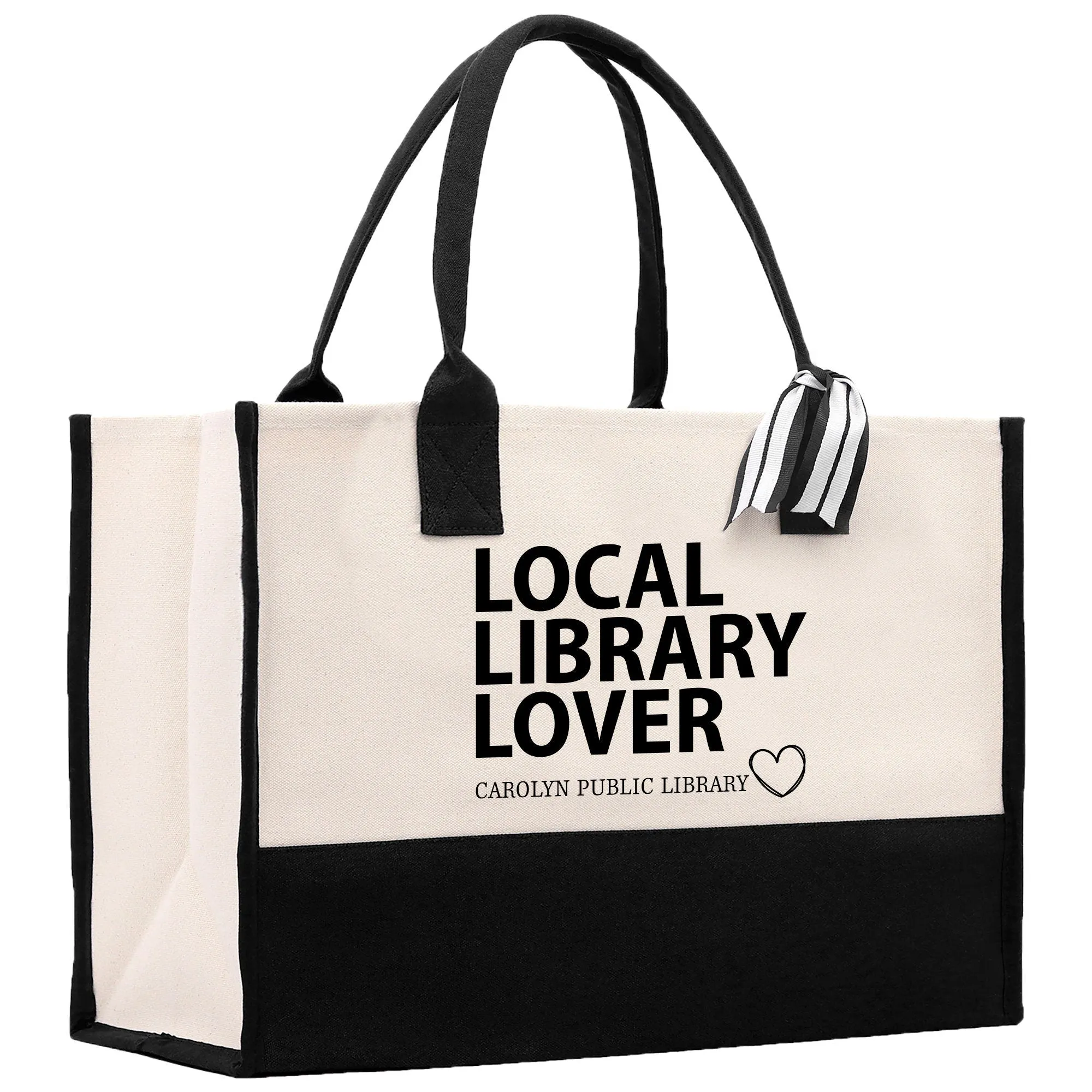 Local Library Lover Custom Cotton Canvas Tote Bag Personalized Public School Library Book Lover Tote Your Librarian Gift Bag