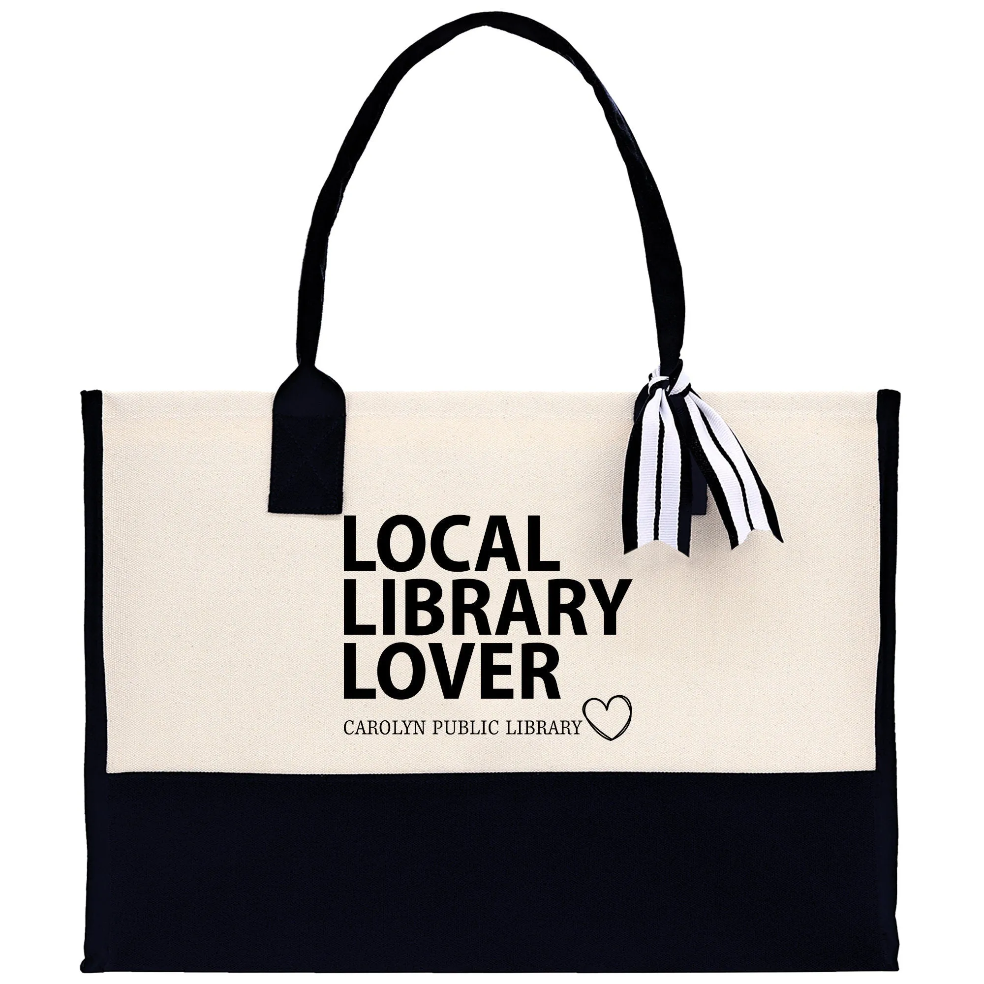 Local Library Lover Custom Cotton Canvas Tote Bag Personalized Public School Library Book Lover Tote Your Librarian Gift Bag